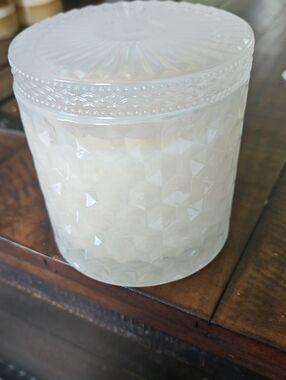 Sanctuary White Textured Glass Jar Candle with Lid
